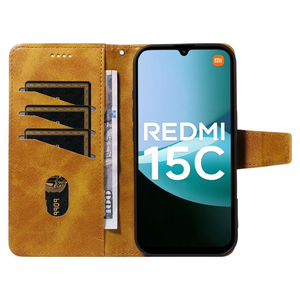 Grids knížkové pouzdro na Xiaomi Redmi 15C 4G/5G (173mm) - žluté