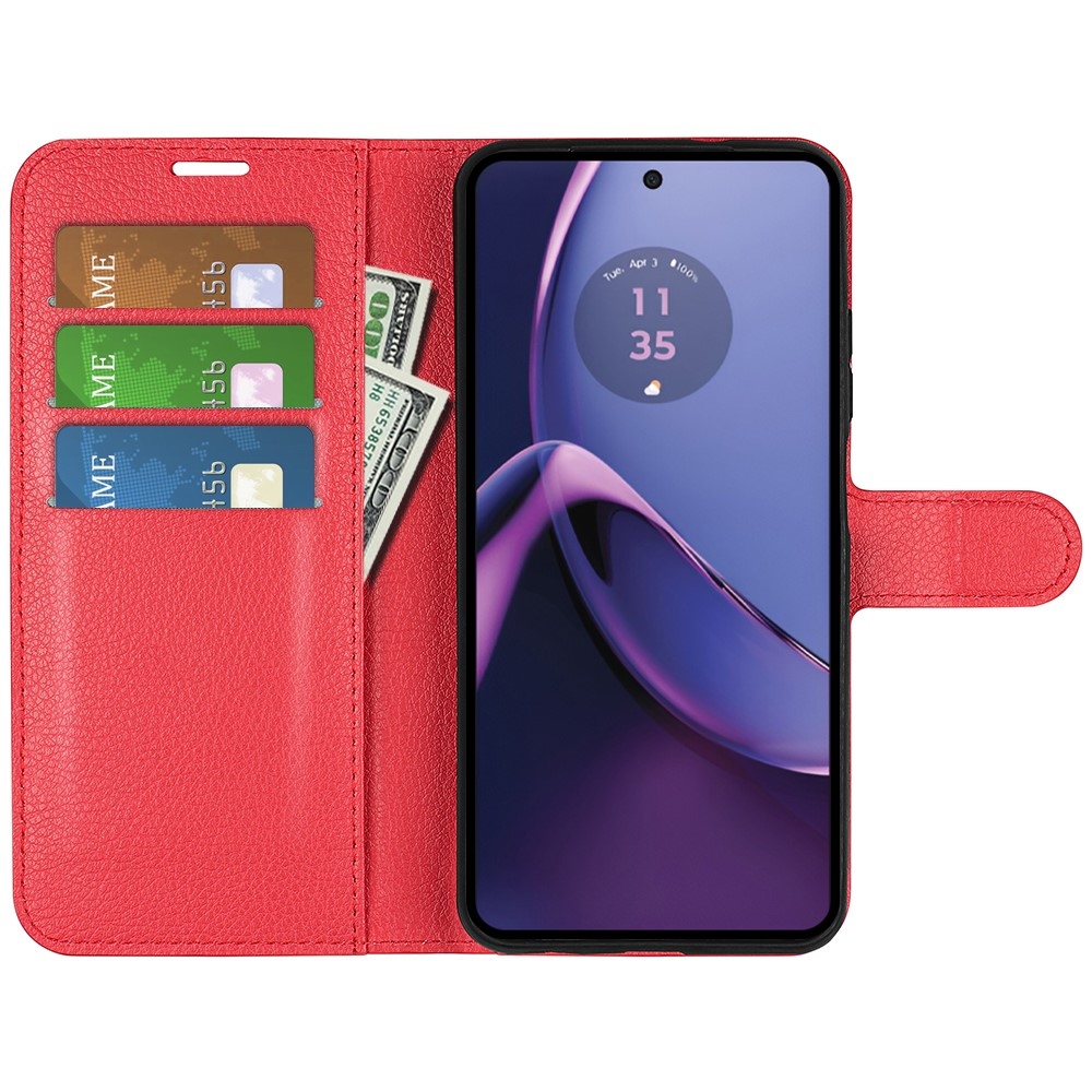 Litchi knížkové pouzdro na Motorola Moto G84 5G - červené