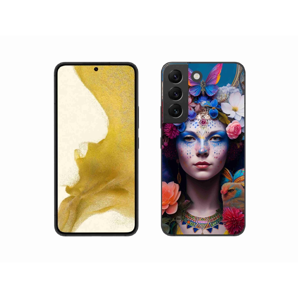 Gelový kryt mmCase na Samsung Galaxy S22 5G - žena s květinami
