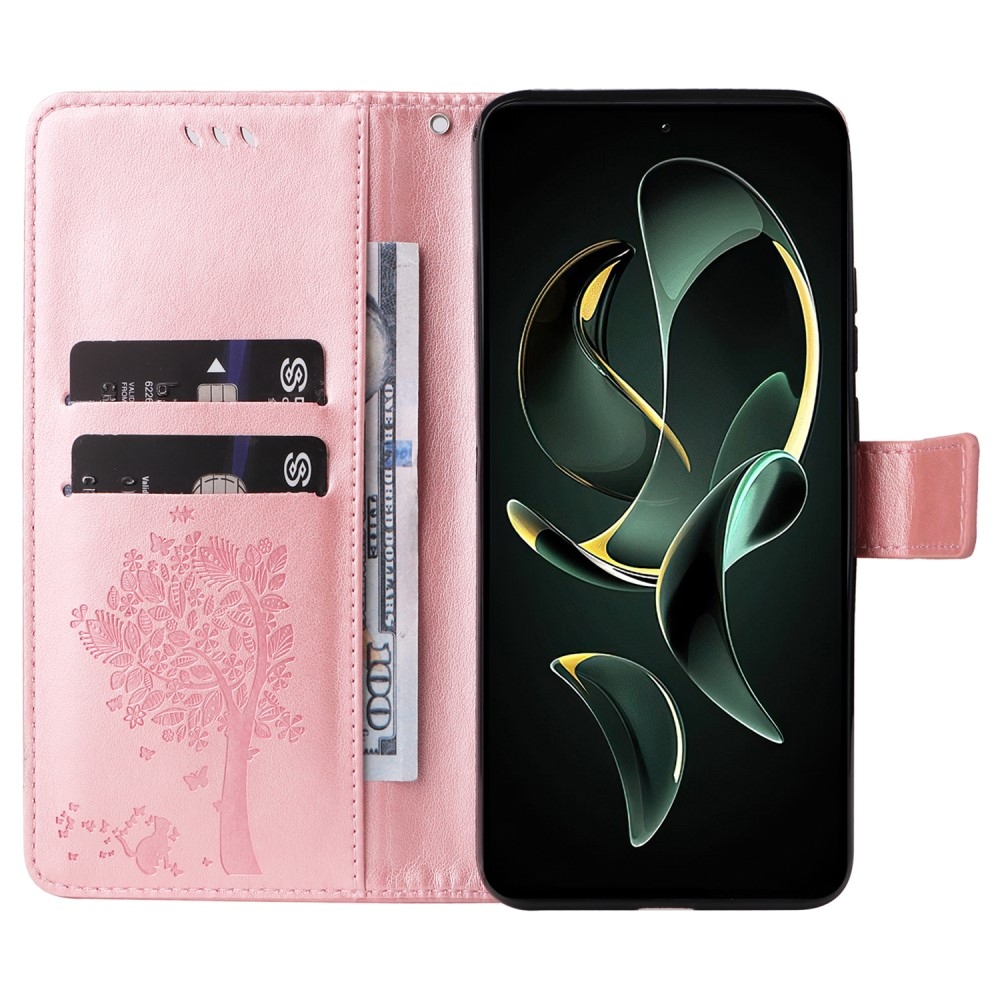 Tree knížkové pouzdro na Xiaomi 13T/13T Pro - růžovozlaté