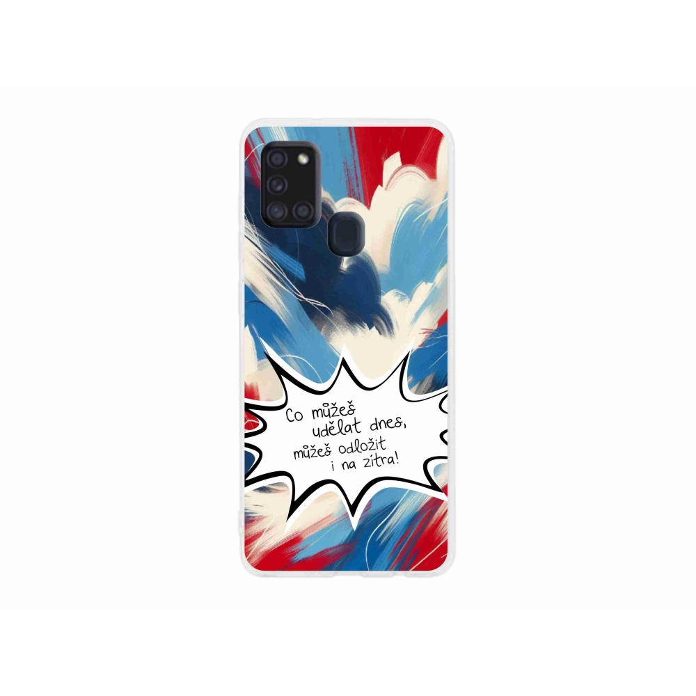 Gelový kryt mmCase na Samsung Galaxy A21s - vtipný text 9 bílé pozadí
