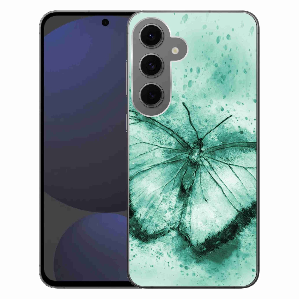 Gelový obal mmCase na Samsung Galaxy S24 FE - zelený motýl