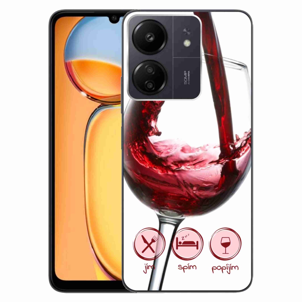 Gelový obal mmCase na Xiaomi Poco C65/Redmi 13C - sklenička vína červené