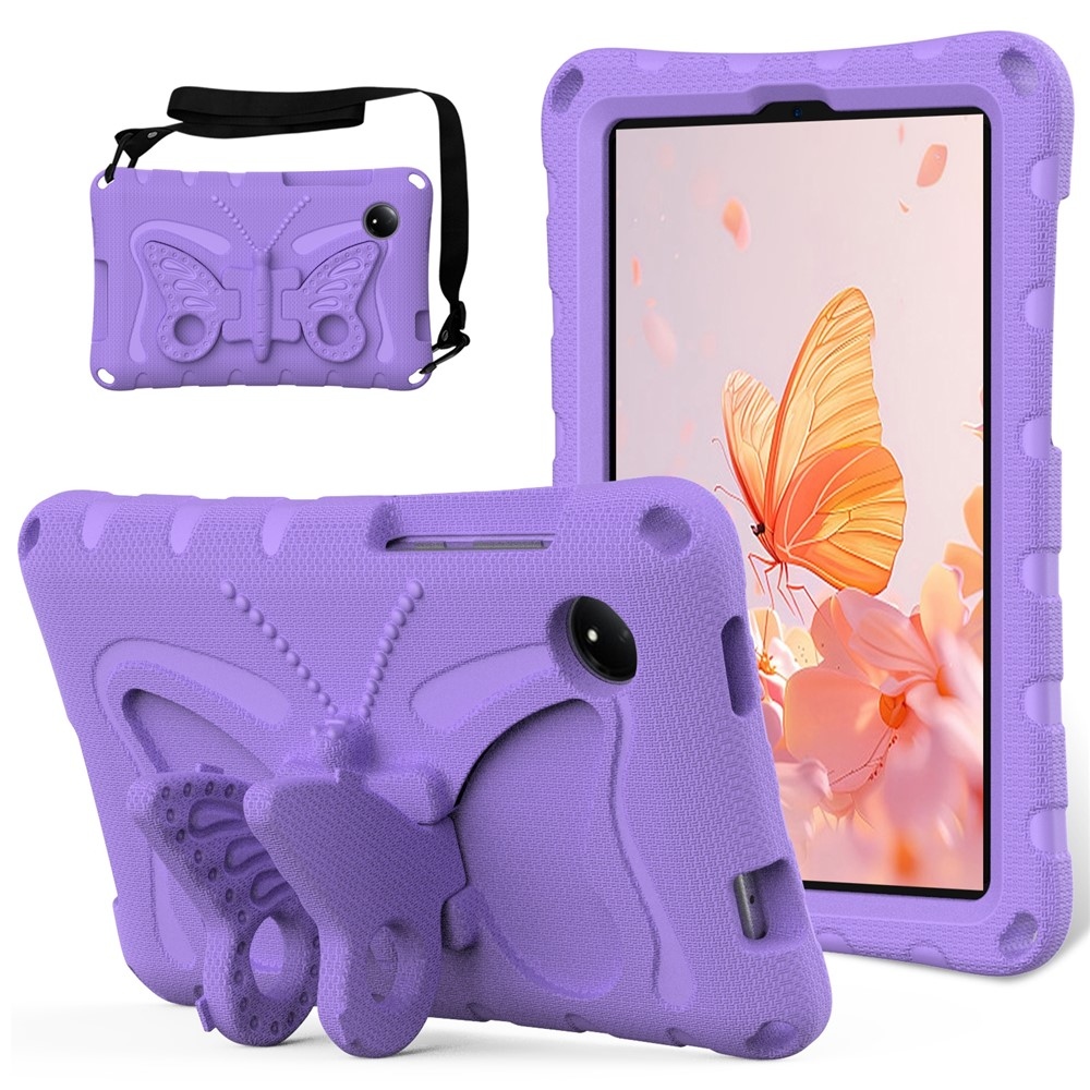 Kids Butterfly EVA odolné pouzdro s popruhem na tablet Xiaomi Redmi Pad SE 8.7 - fialové