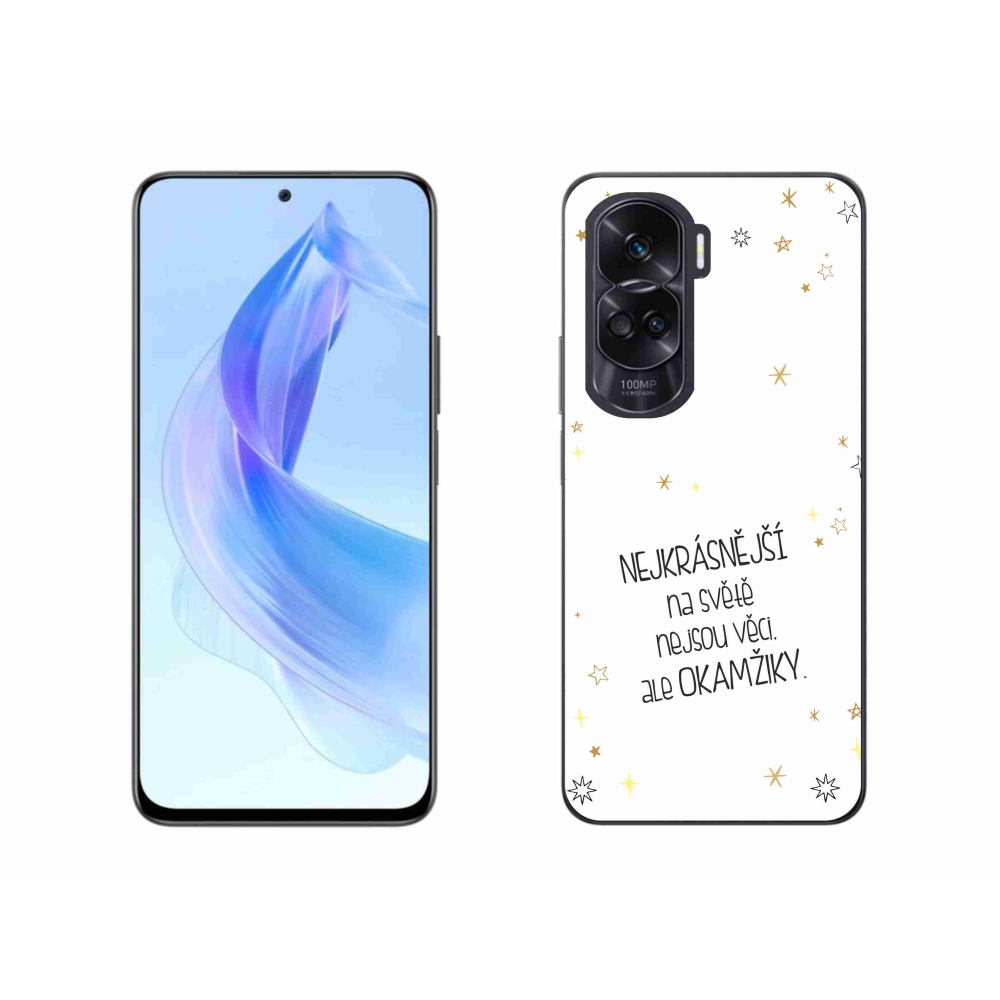 Gelový kryt mmCase na Honor 90 Lite - citát 4 bílé pozadí