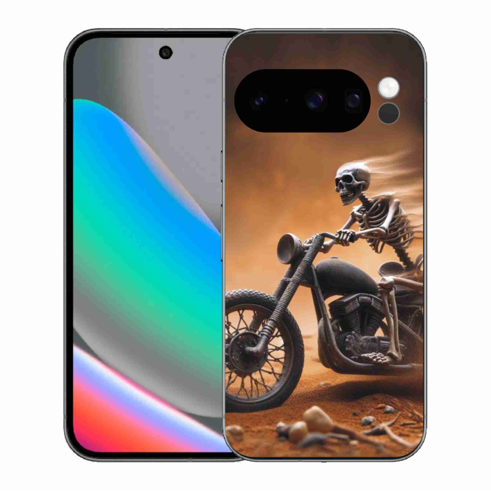 Gelový kryt mmCase na Google Pixel 10 Pro - kostra na motorce