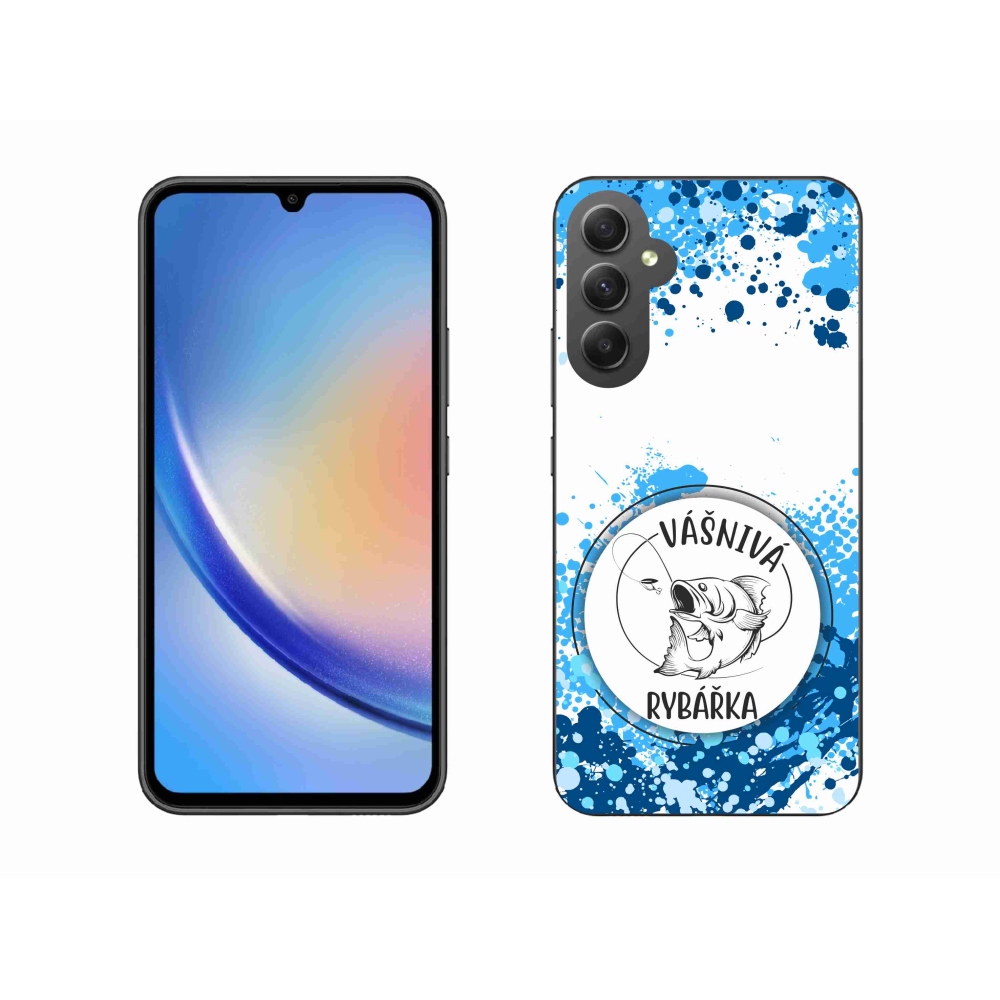 Gelový kryt mmCase na Samsung Galaxy A34 5G - vášnivá rybářka bílé pozadí