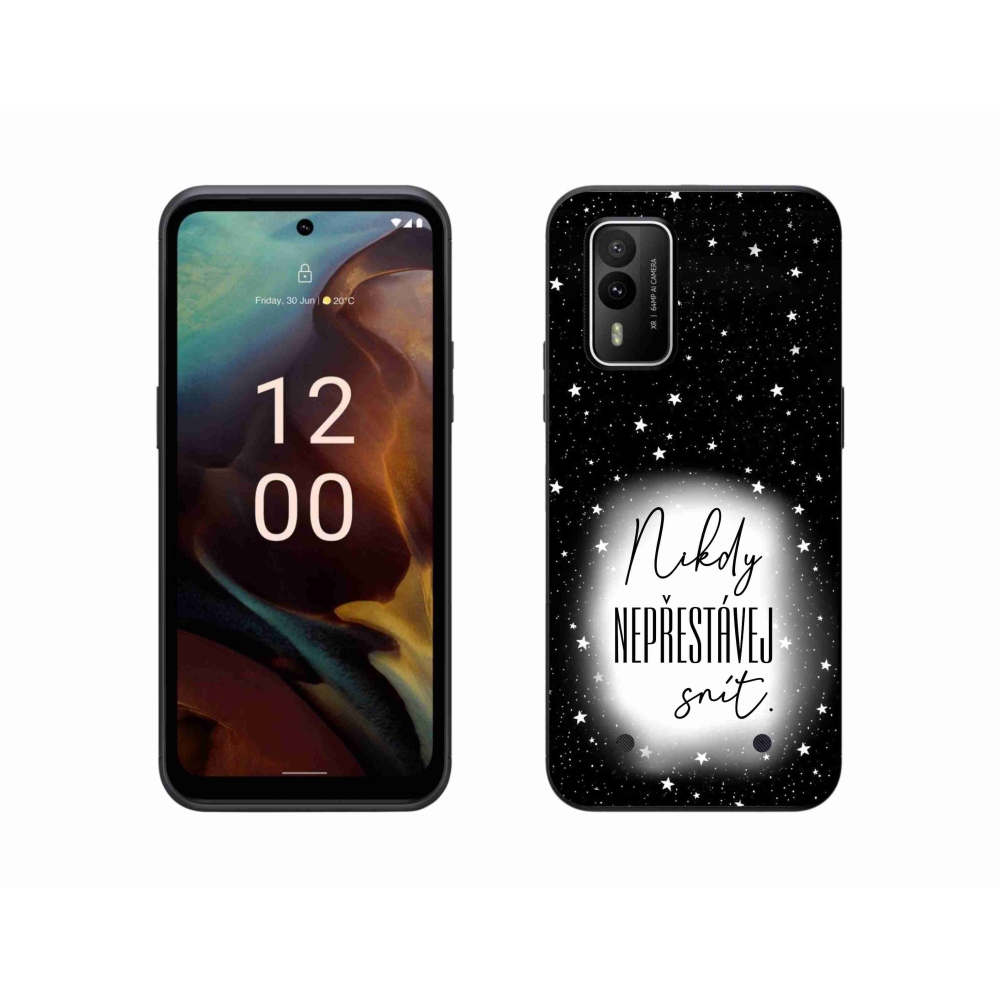 Gelový kryt mmCase na Nokia XR21 - citát 1 bíločerné pozadí