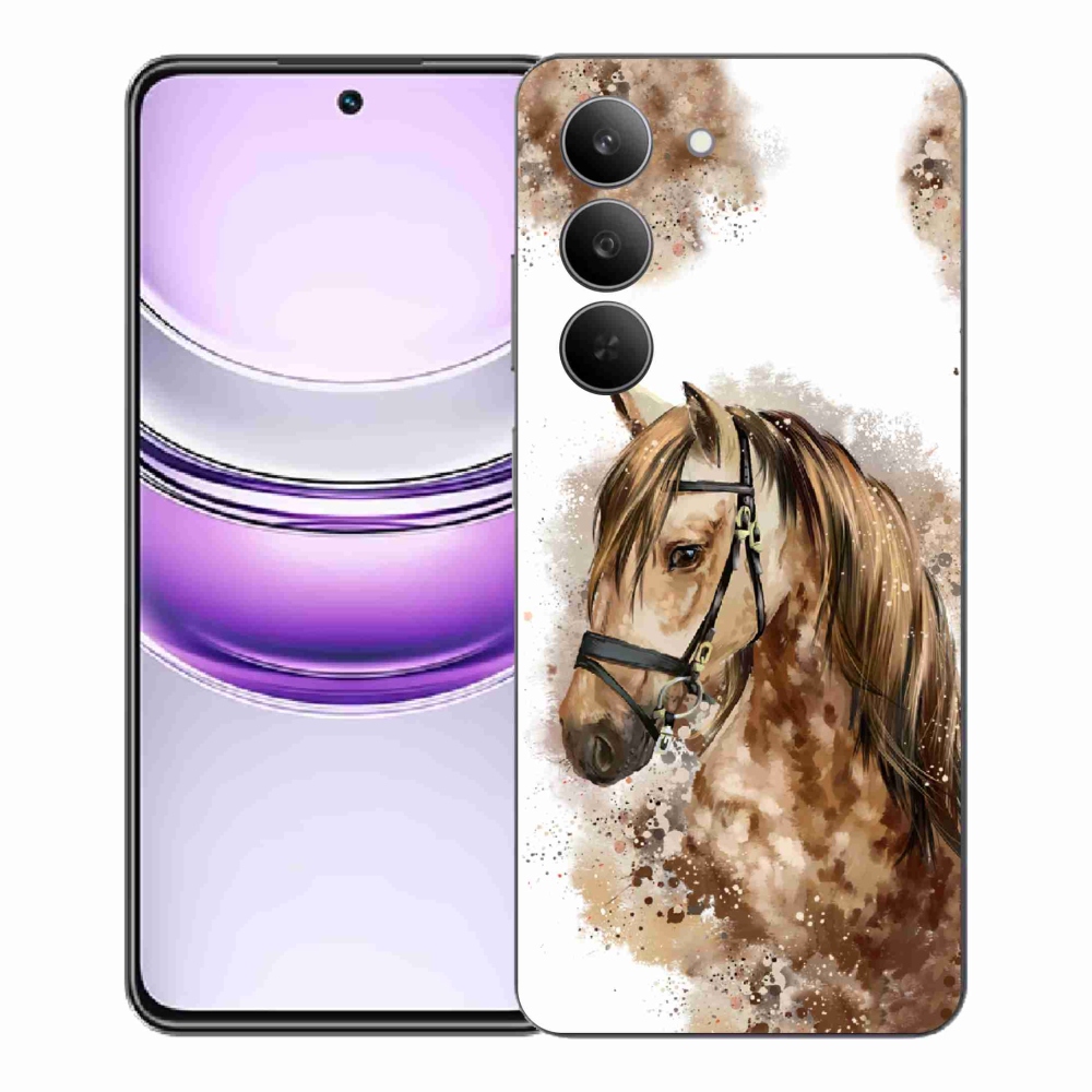 Gelový kryt mmCase na Realme 14x 5G - hnědý kreslený kůň