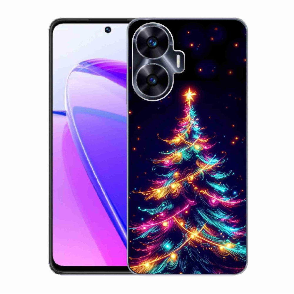 Gelový kryt mmCase na Realme C55 - neonový vánoční stromek