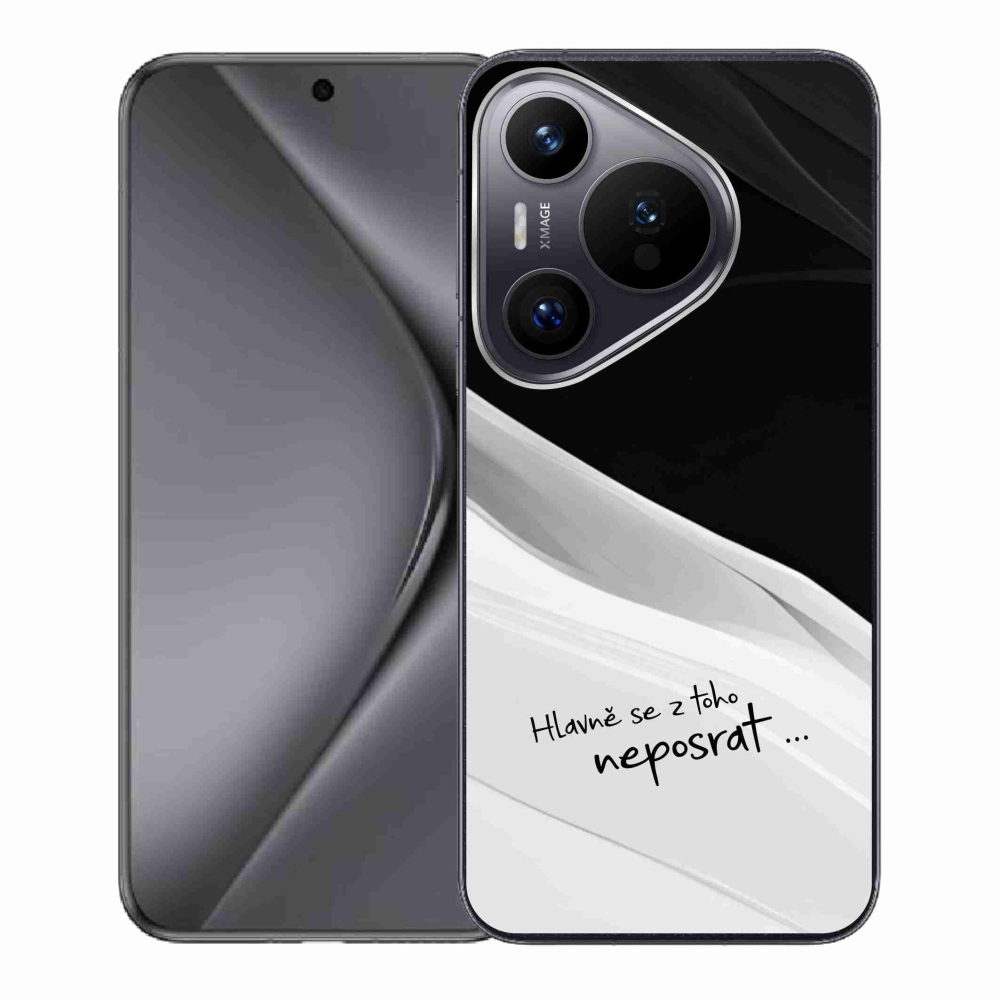 Gelový kryt mmCase na Huawei Pura 70 - vtipný text 13 bíločerné pozadí