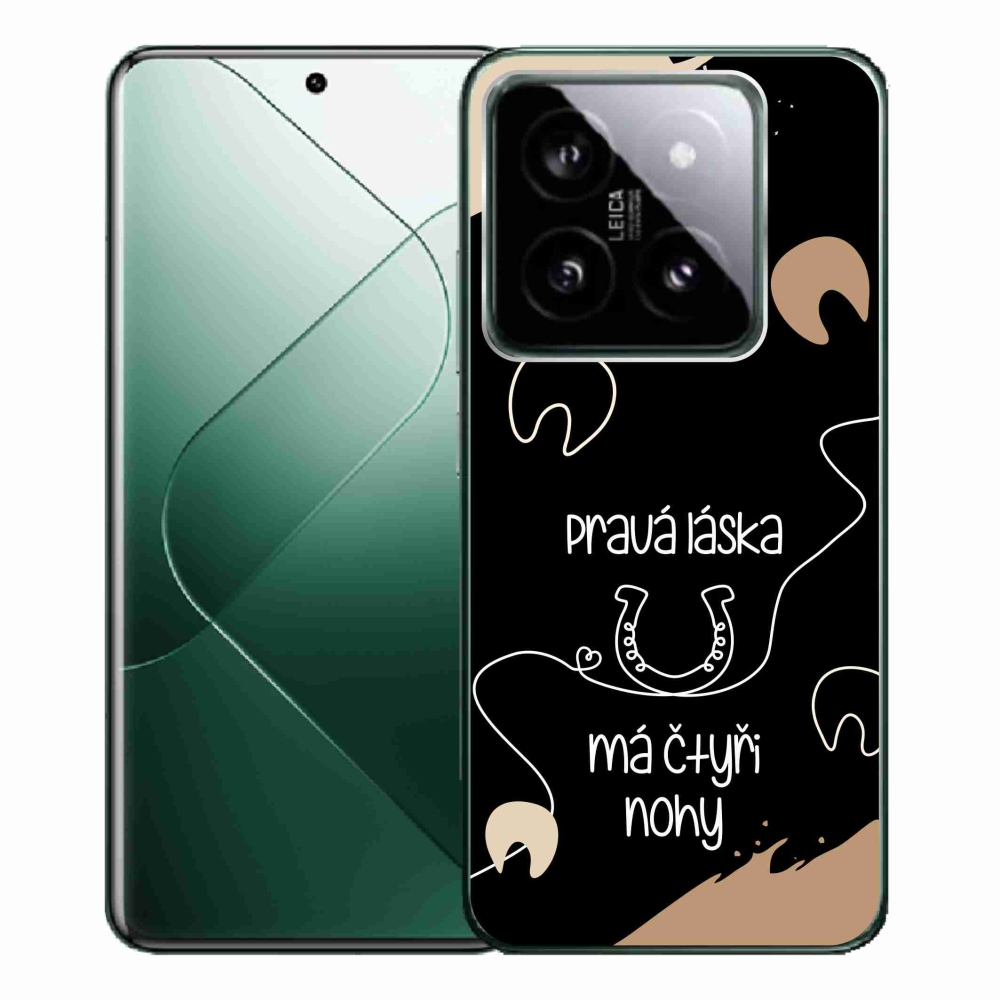 Gelový kryt mmCase na Xiaomi 14 Pro - koňský motiv černé pozadí