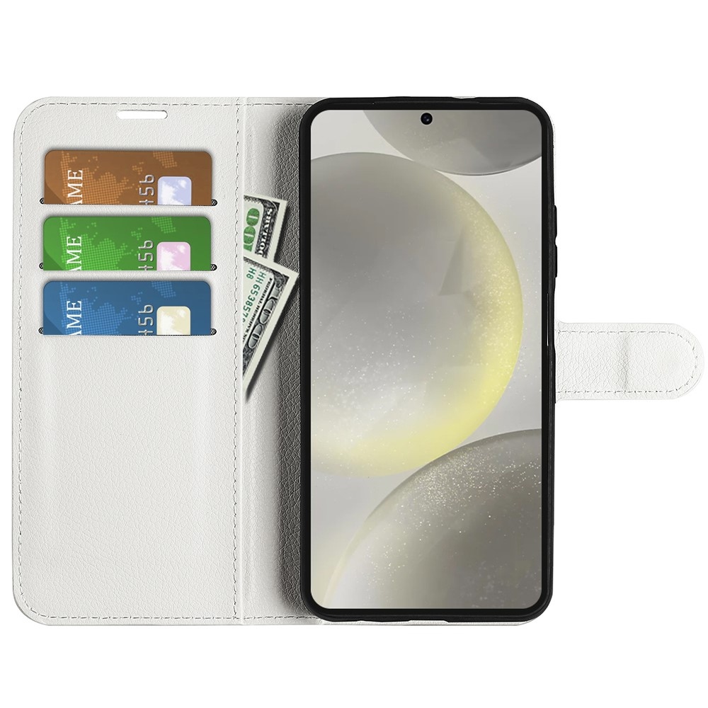 Litchi knížkové pouzdro na Samsung Galaxy S24 FE - bílé
