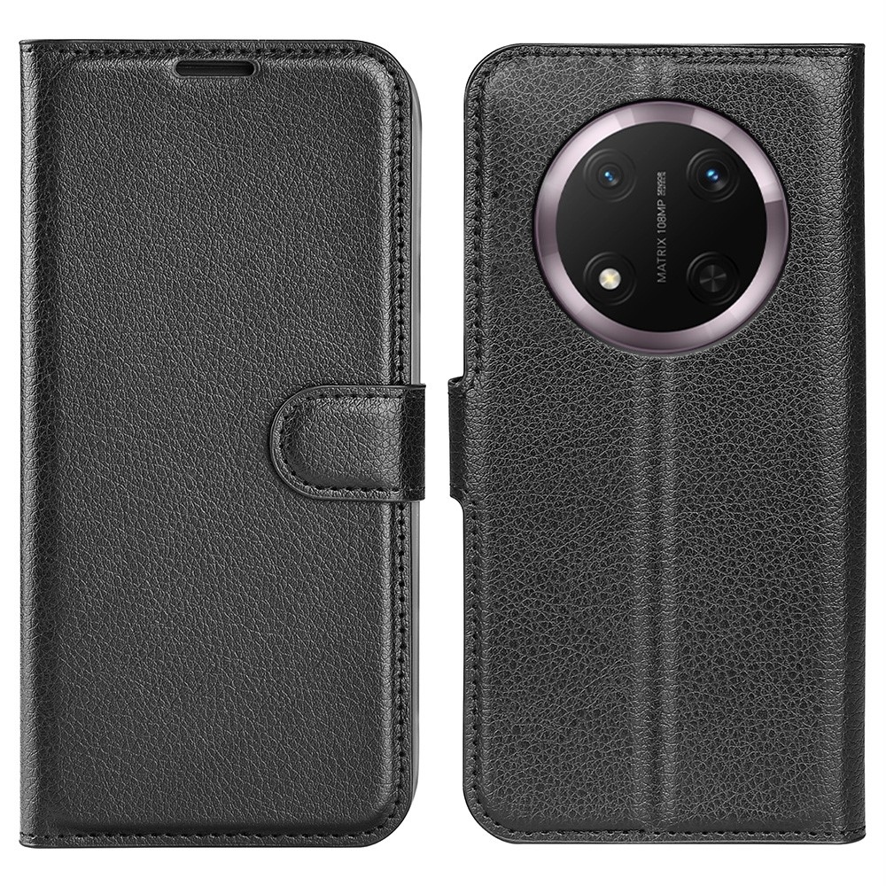 Litchi knížkové pouzdro na Honor Magic 7 Lite 5G - černé