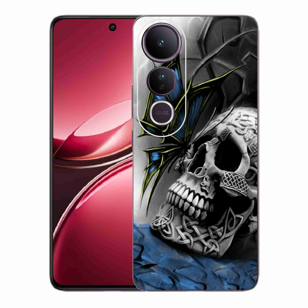 Gelový kryt mmCase na Vivo V50 Lite 4G/5G - motýl a lebka