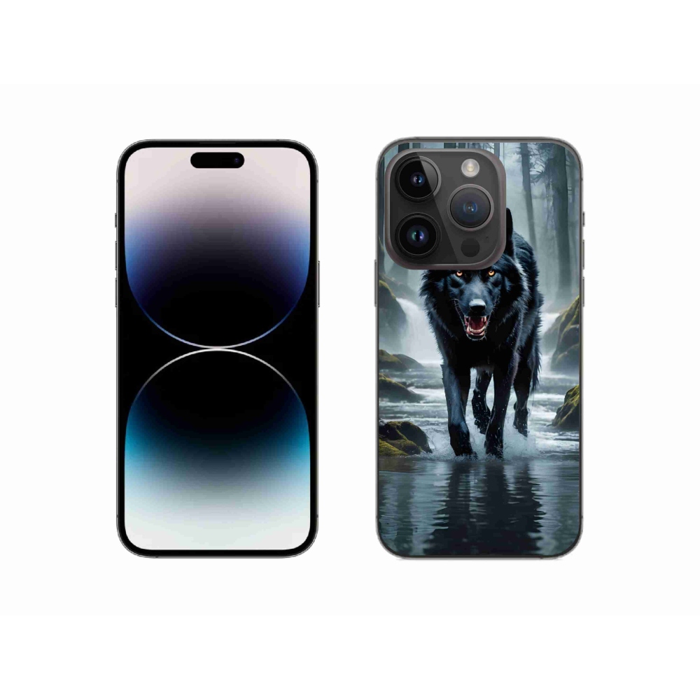 Gelový kryt mmCase na iPhone 14 Pro - černý vlk
