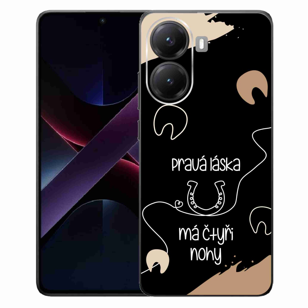 Gelový kryt mmCase na Xiaomi Poco X7 Pro 5G - koňský motiv černé pozadí