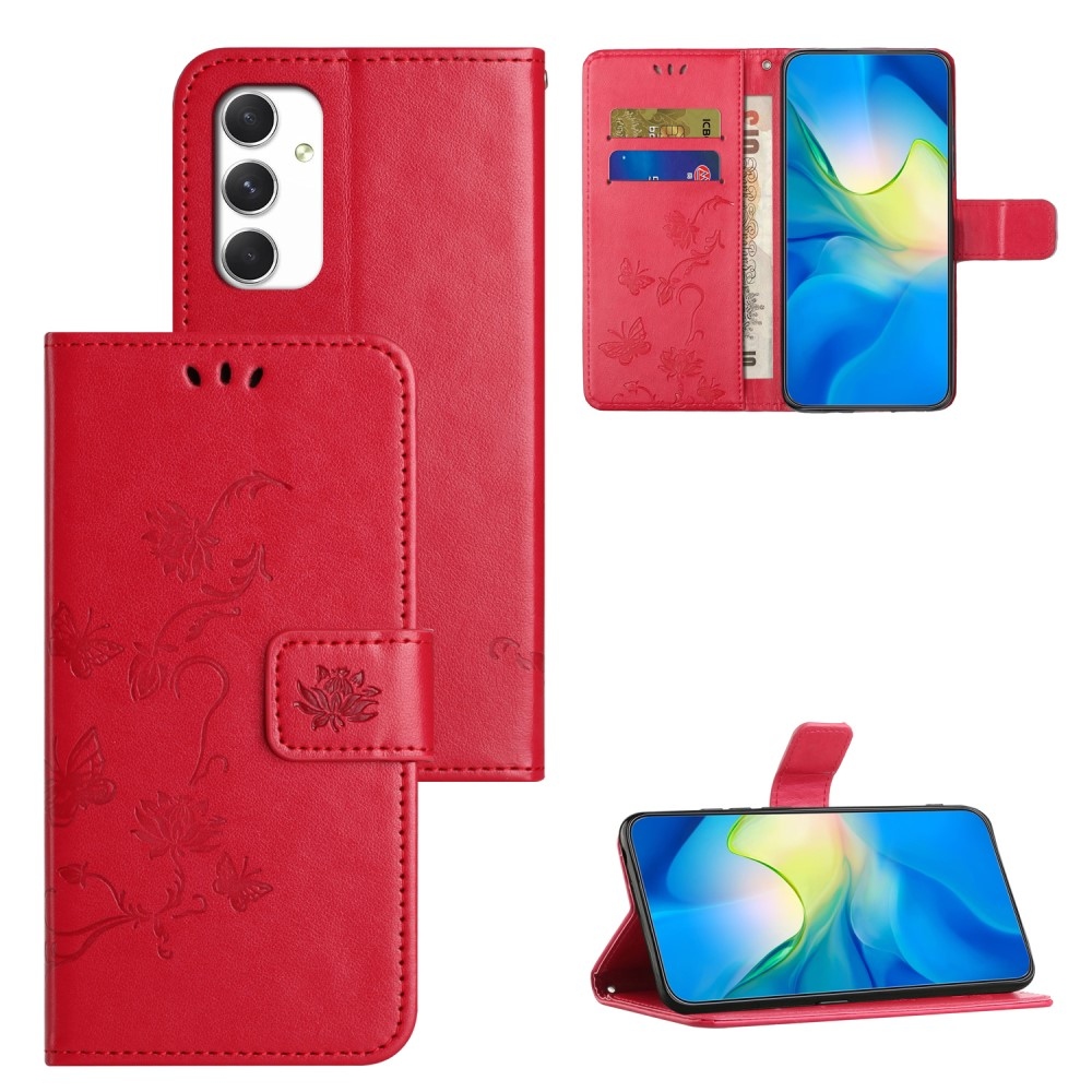 Flower knížkové pouzdro na Samsung Galaxy A16 4G/5G - červené