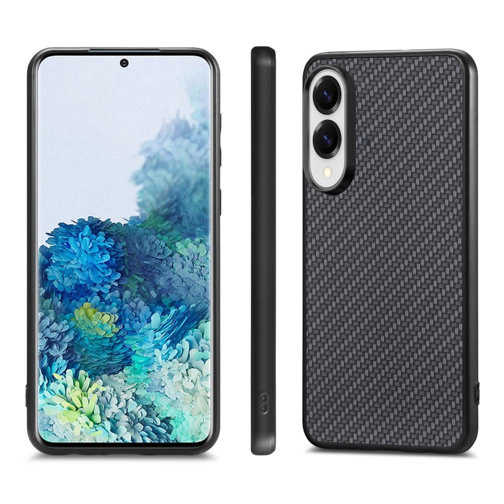 Coat gelový obal s umělou kůží a pevnými zády na Samsung Galaxy S25 Edge - černý