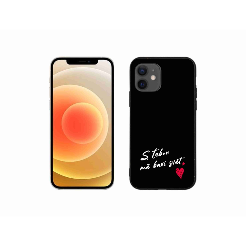 Gelový kryt mmCase na iPhone 12 mini - zamilovaný text 1 černé pozadí