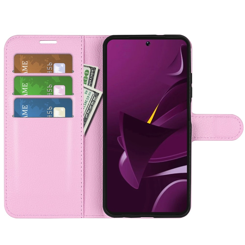 Litchi knížkové pouzdro na Xiaomi Poco M7 Pro 5G - růžové
