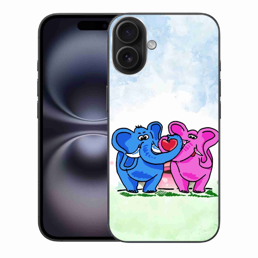 Gelový kryt mmCase na iPhone 16 Plus - zamilovaní sloni