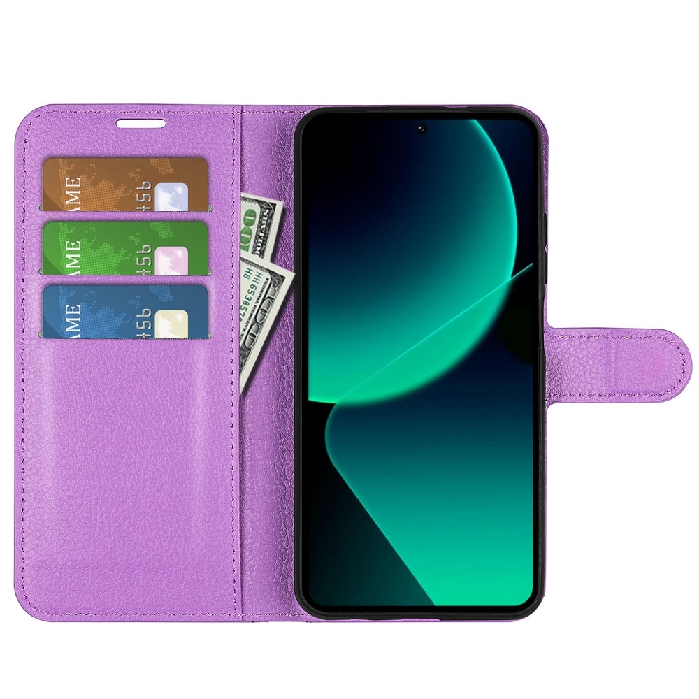 Litchi knížkové pouzdro na Xiaomi 13T/13T Pro - fialové