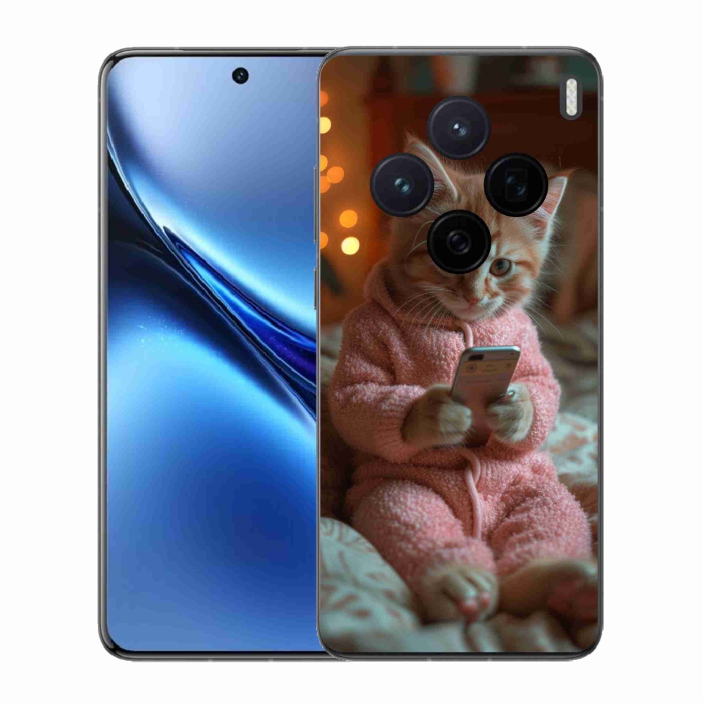 Gelový kryt mmCase na Vivo X200 5G - kotě s mobilem