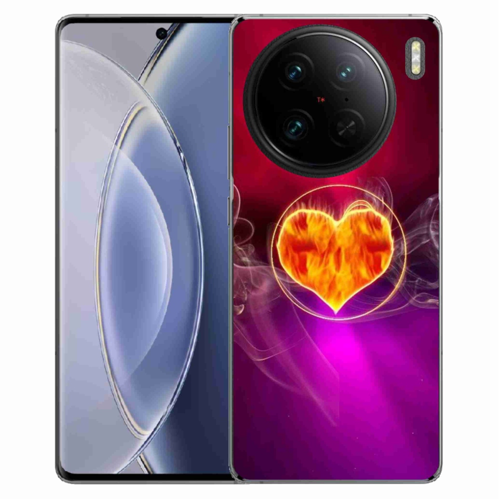 Gelový kryt mmCase na Vivo X90 Pro - ohnivé srdce