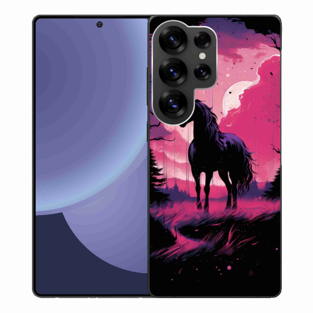 Gelový kryt mmCase na Samsung Galaxy S25 Ultra - černý kreslený kůň 1