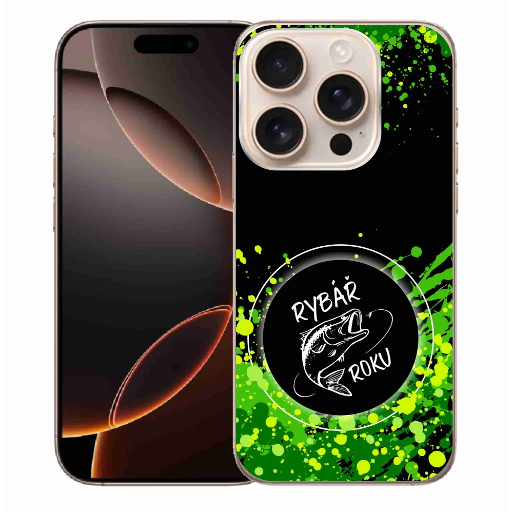 Gelový kryt mmCase na iPhone 16 Pro Max - rybář roku černé pozadí