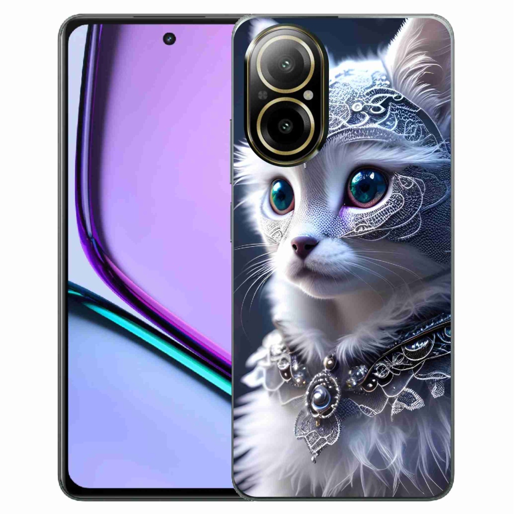 Gelový kryt mmCase na Realme C67 - bílá kočka