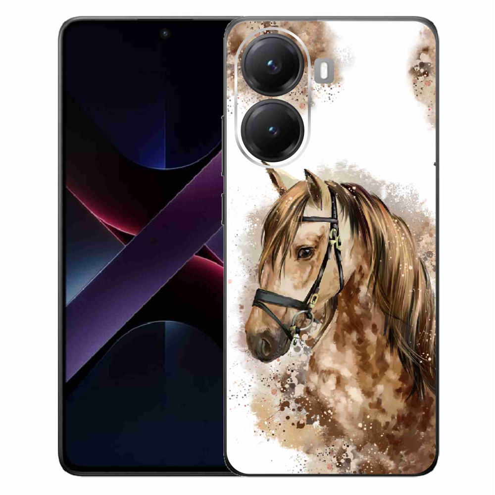 Gelový kryt mmCase na Xiaomi Poco X7 Pro 5G - hnědý kreslený kůň