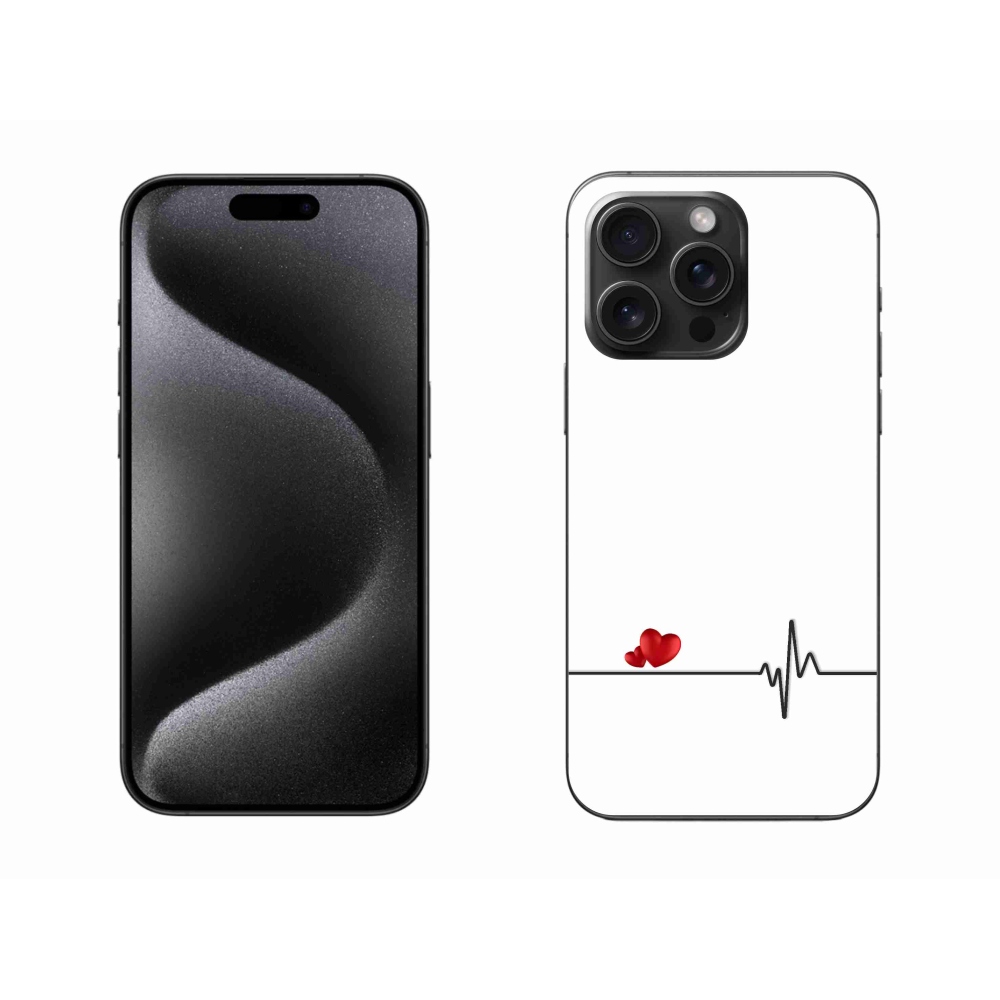 Gelový kryt mmCase na iPhone 15 Pro Max - srdce a tep bílé pozadí