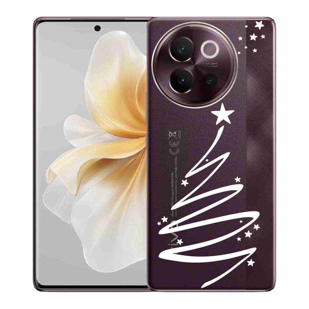 Gelový kryt mmCase na Vivo V40 Lite 5G - bílý stromeček na průhledném pozadí