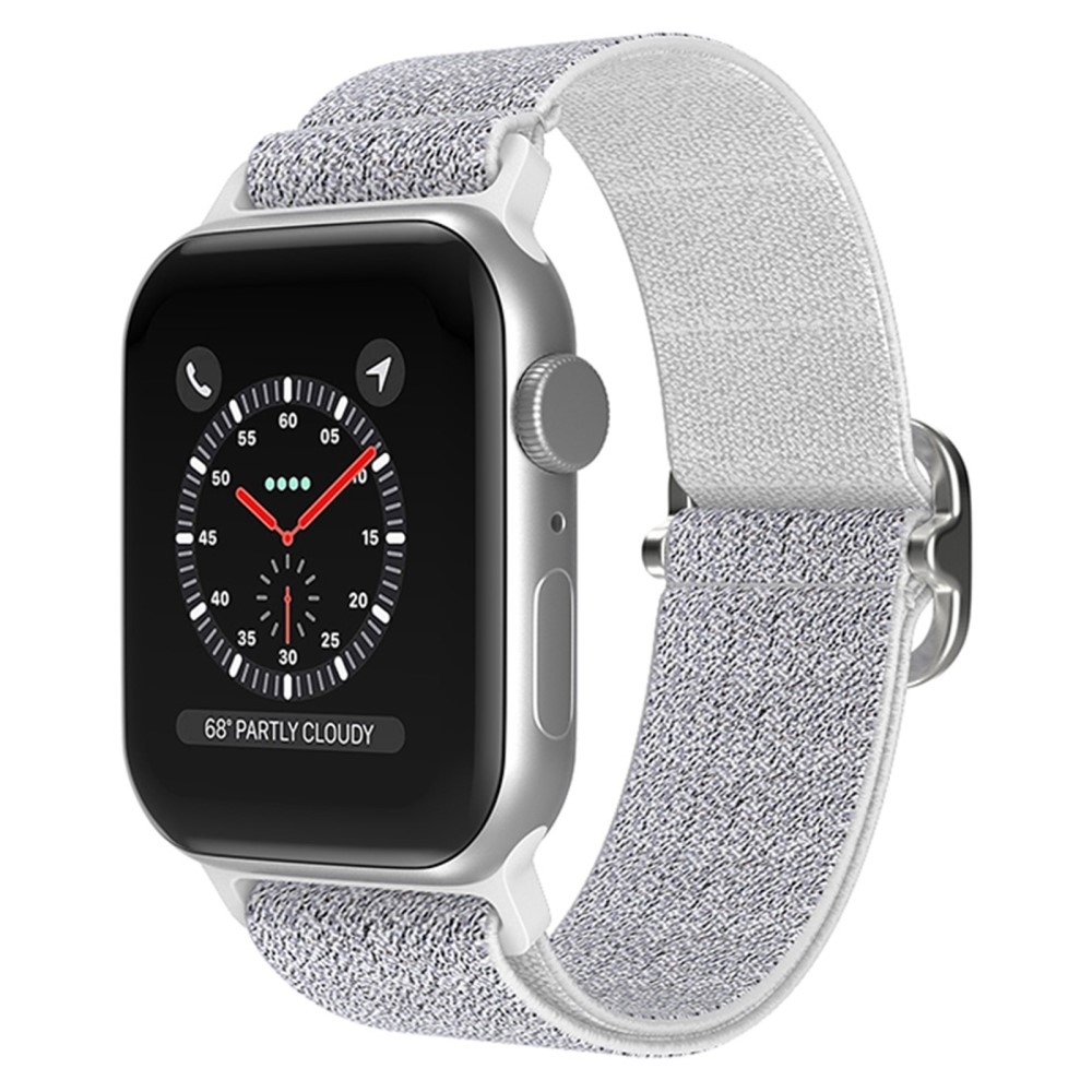 Decor nylonový řemínek na Apple Watch Ultra/Ultra 2 49mm/SE/SE 2022/2023 44mm/9/8/7 45mm/6/5/4 44mm/3/2/1 42 mm - stříbrný/bílý