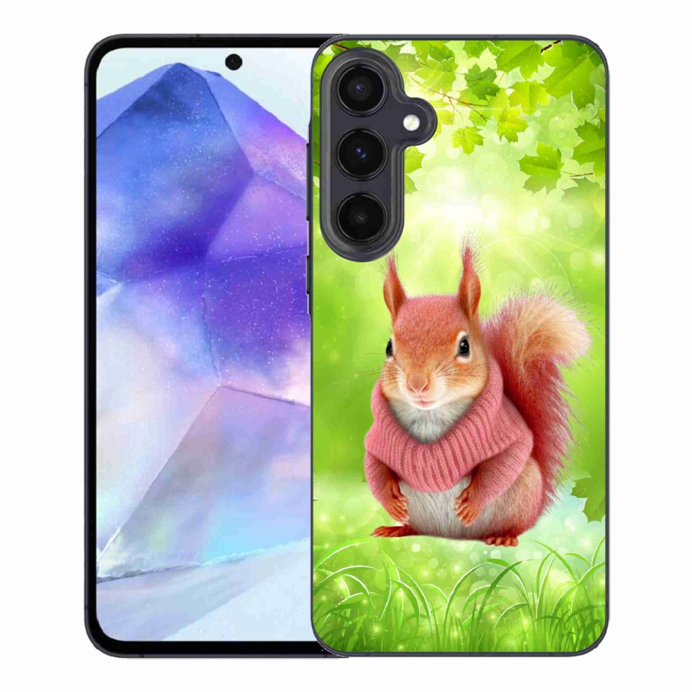 Gelový kryt mmCase na Samsung Galaxy A55 5G - veverka ve svetru
