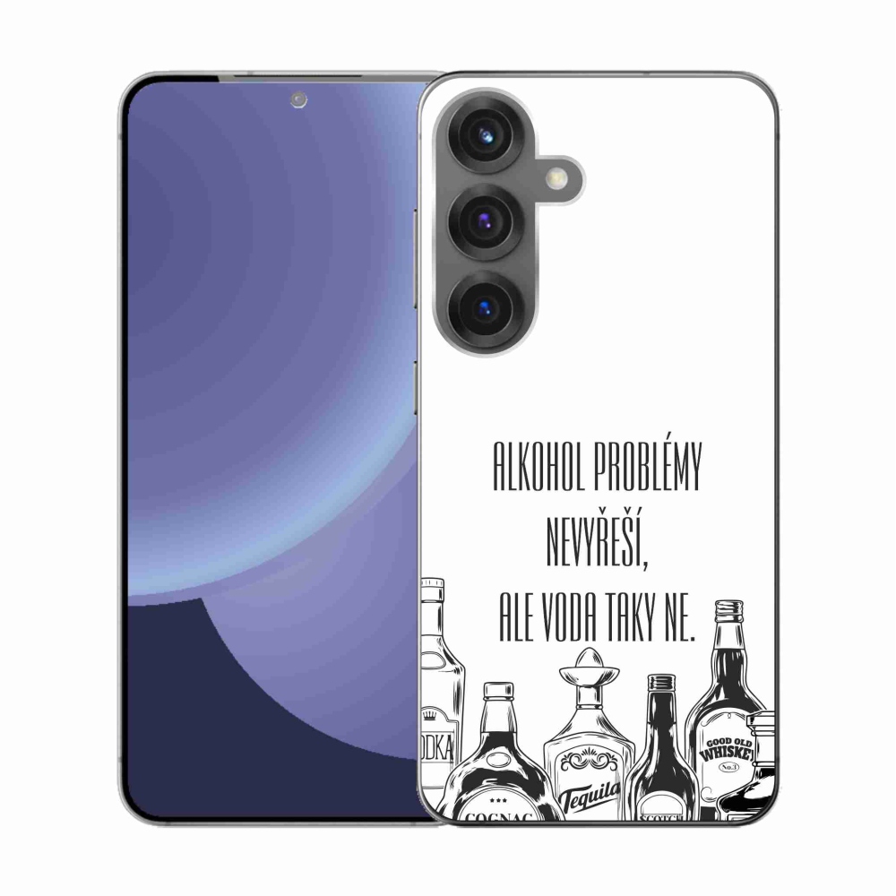 Gelový kryt mmCase na Samsung Galaxy S25 - vtipný text bílé pozadí