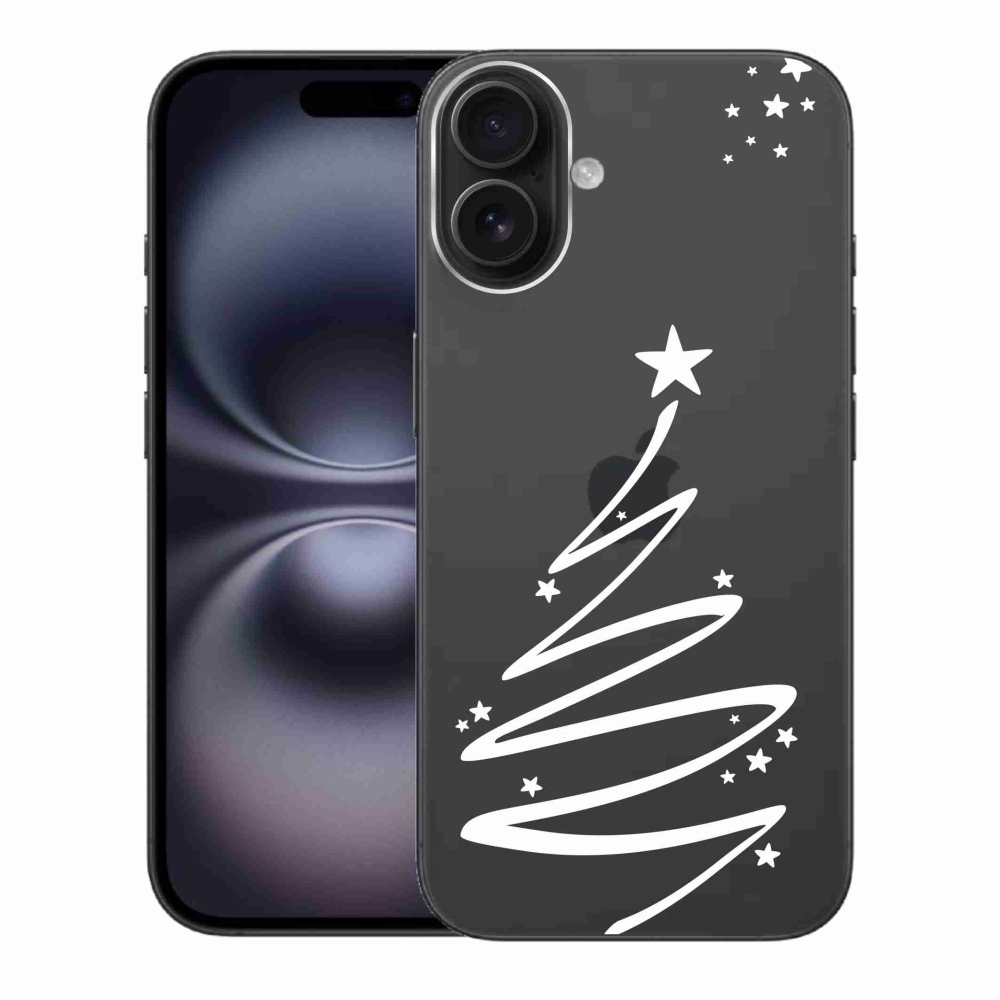 Gelový kryt mmCase na iPhone 16 Plus - bílý stromeček na průhledném pozadí