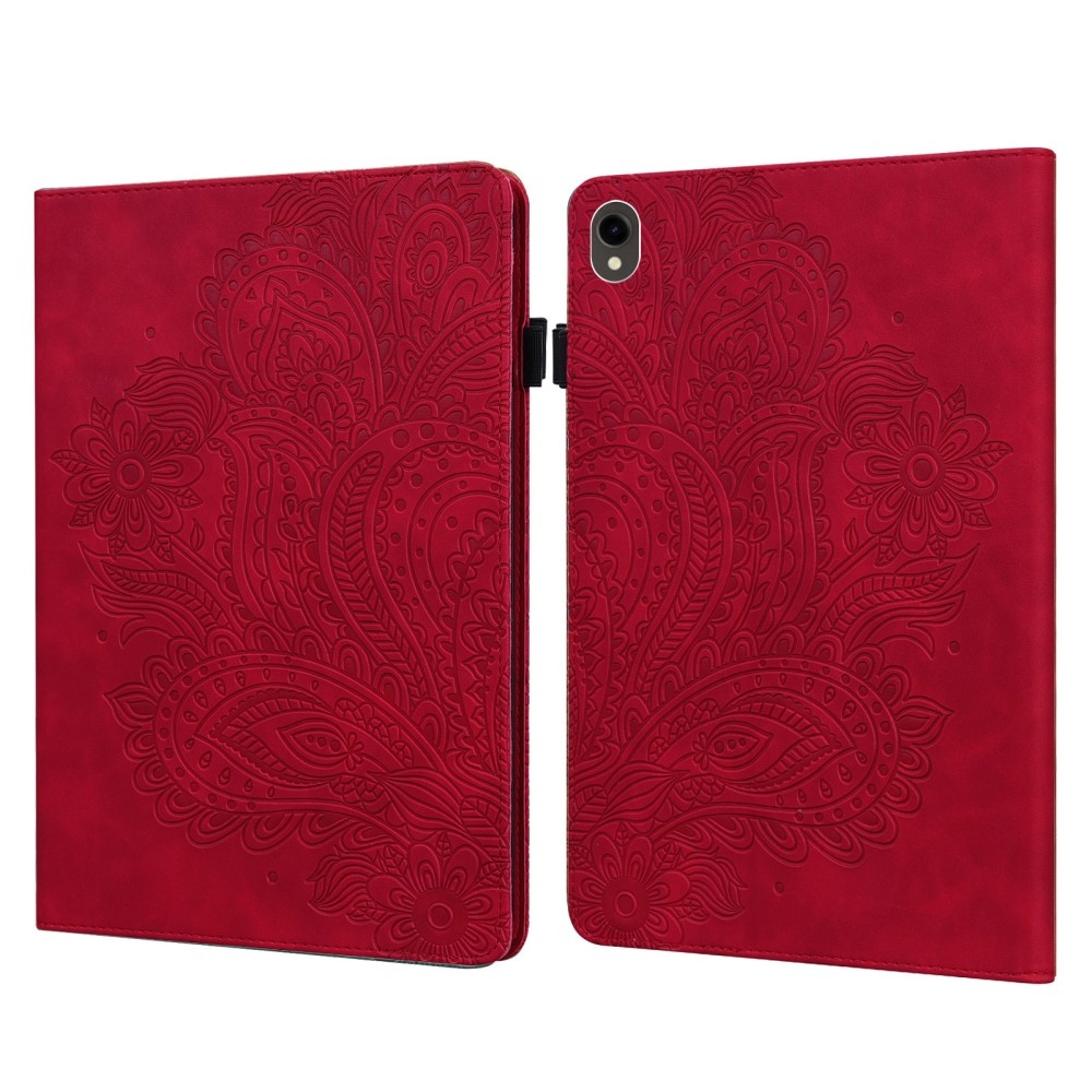 Flowers zavírací pouzdro na Samsung Galaxy Tab S9 FE/Tab S10 FE - červené