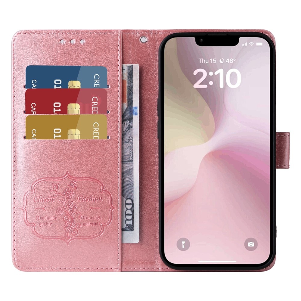 Flowery knížkové pouzdro na iPhone 16e - růžové