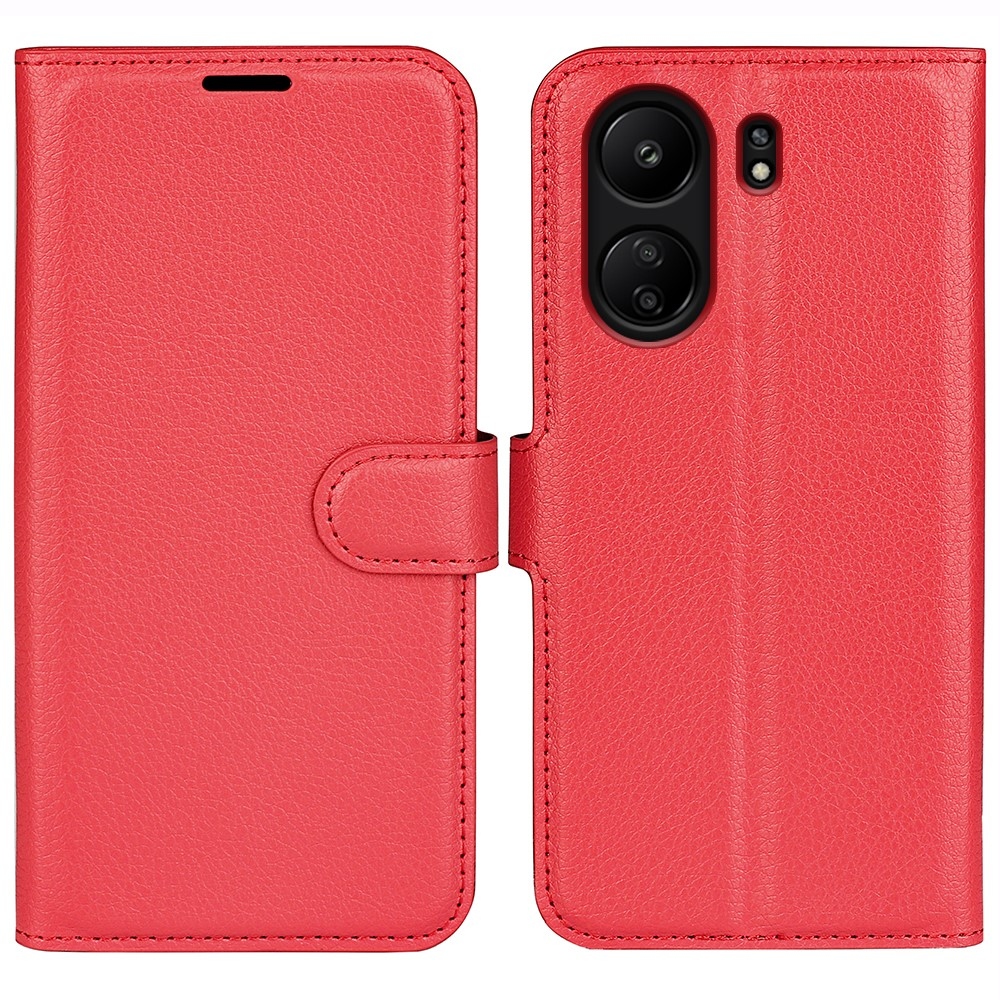 Litchi knížkové pouzdro na Xiaomi Poco C65/Redmi 13C - červené