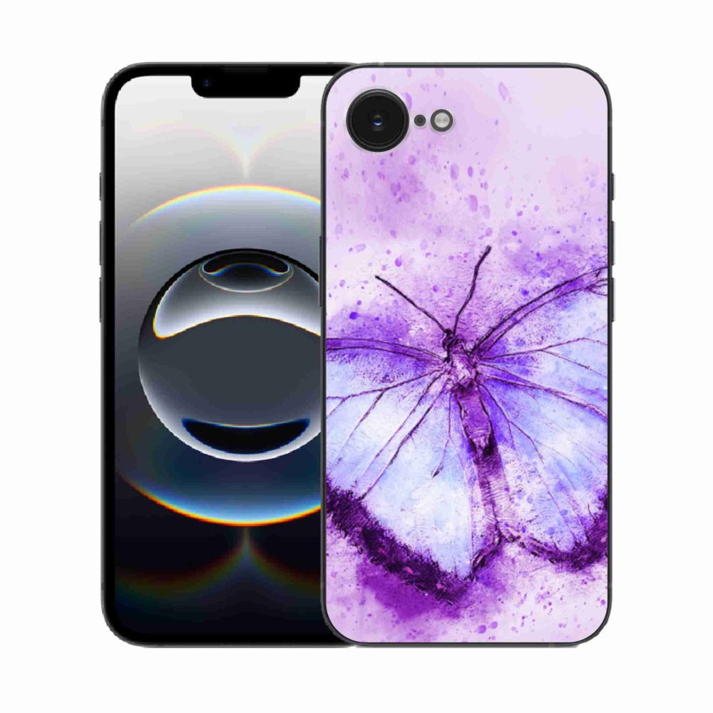 Gelový kryt mmCase na iPhone 16e - fialový motýl