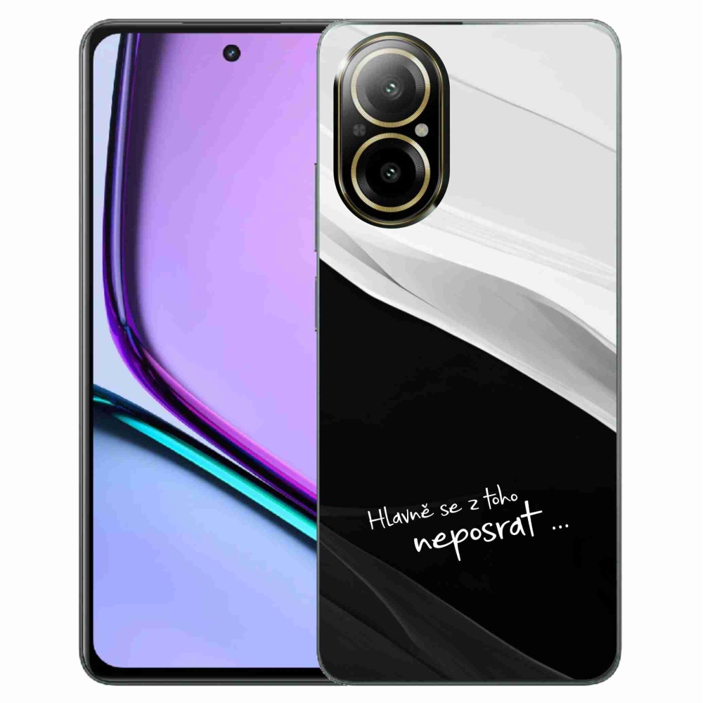 Gelový kryt mmCase na Realme C67 - vtipný text 13 černobílé pozadí