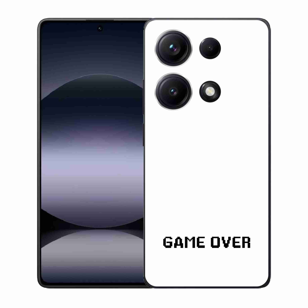 Gelový kryt mmCase na Xiaomi Redmi Note 14S - game over bílé pozadí