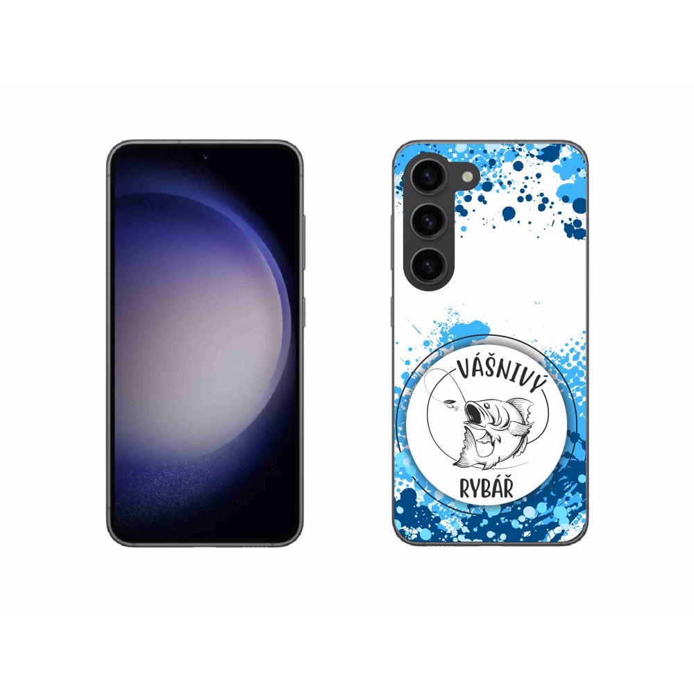 Gelový kryt mmCase na Samsung Galaxy S23 5G - vášnivý rybář bílé pozadí
