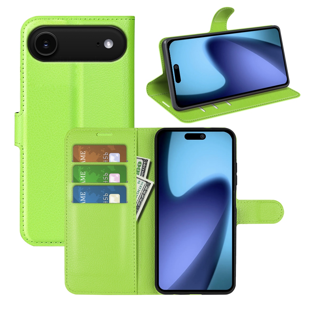 Litchi knížkové pouzdro na iPhone 17 Air - zelené