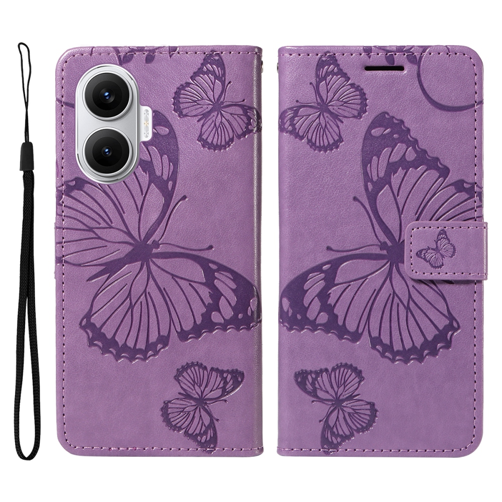Big Butterfly knížkové pouzdro na Xiaomi Poco F7 5G - fialové
