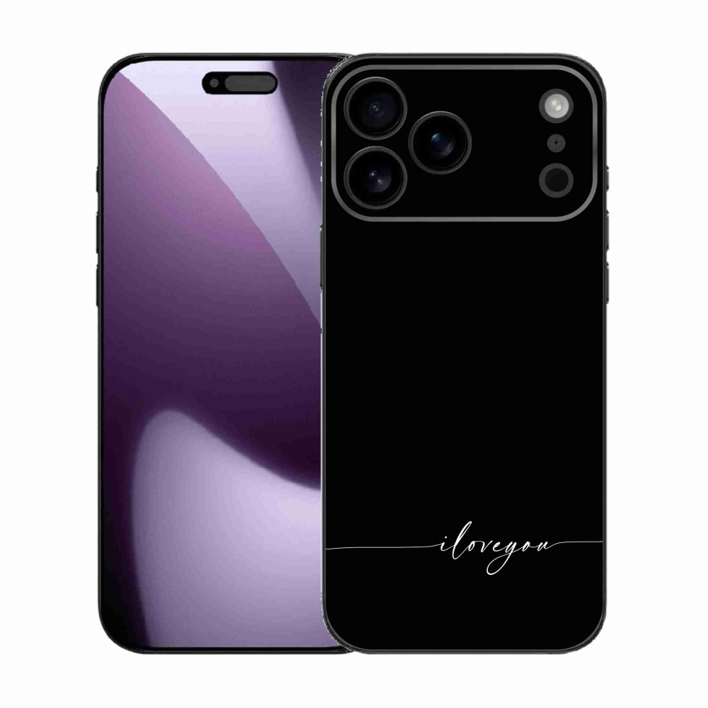 Gelový kryt mmCase na iPhone 17 Pro Max - I love you černé pozadí