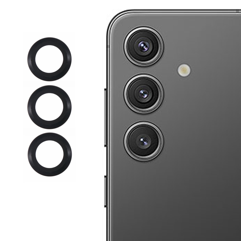 Metal sklo čočky fotoaparátu na Samsung Galaxy S25 (3 samostatná skla) - černé
